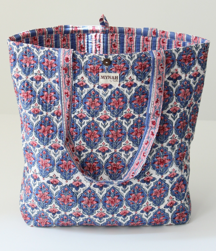 Nautical Nantucket Print Reversible Tote -Small Laptop Bag