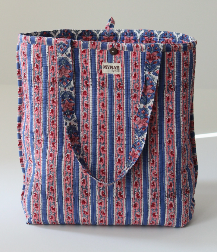 Nautical Nantucket Print Reversible Tote -Small Laptop Bag