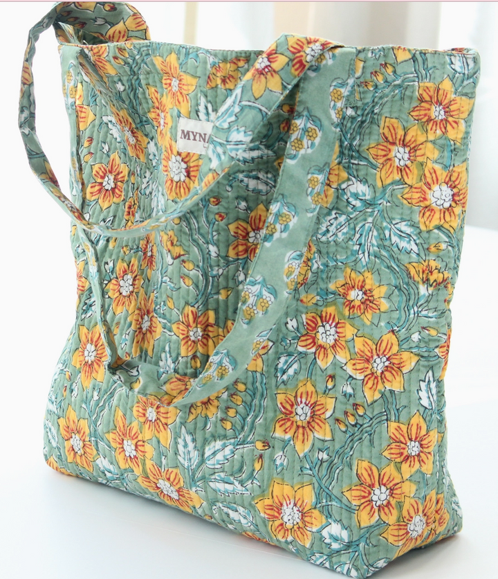 Sunflower Garden Print Reversible Tote Bag-Small Laptop Bag