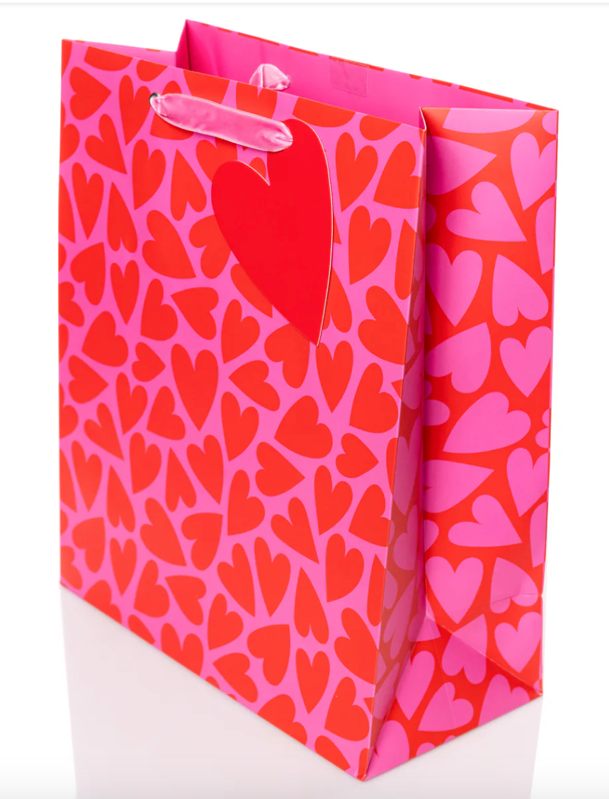 Red and Pink Hearts Large Portrait Gift Bag