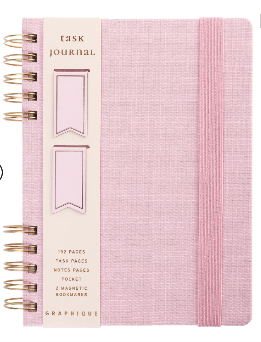 Blush Fabric-Bound Task Journal