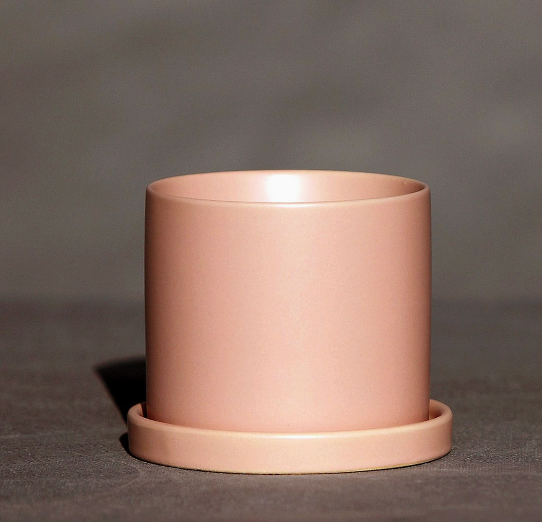 6.25" Gemstone Cylinder Pot with Water Saucer