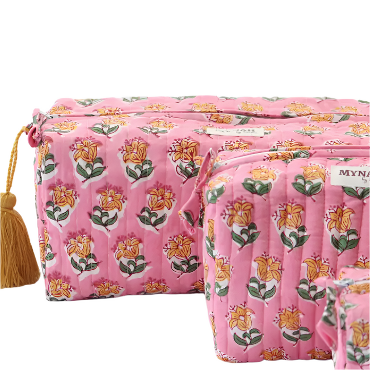 Bubblegum Motif Floral Cosmetic Bag