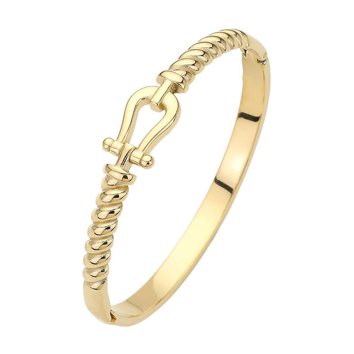 Shackle Hinged Bangle Bracelet: Gold