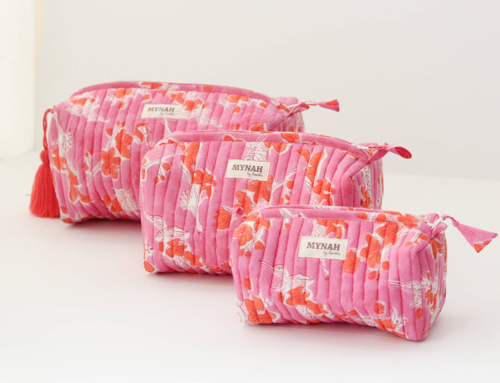 Flamingo Glow print cosmetic bag