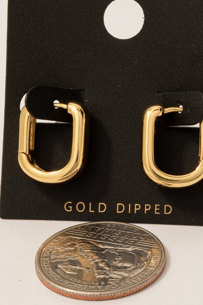 Gold Dipped Oval Hinge Hoop Earrings: GOLD