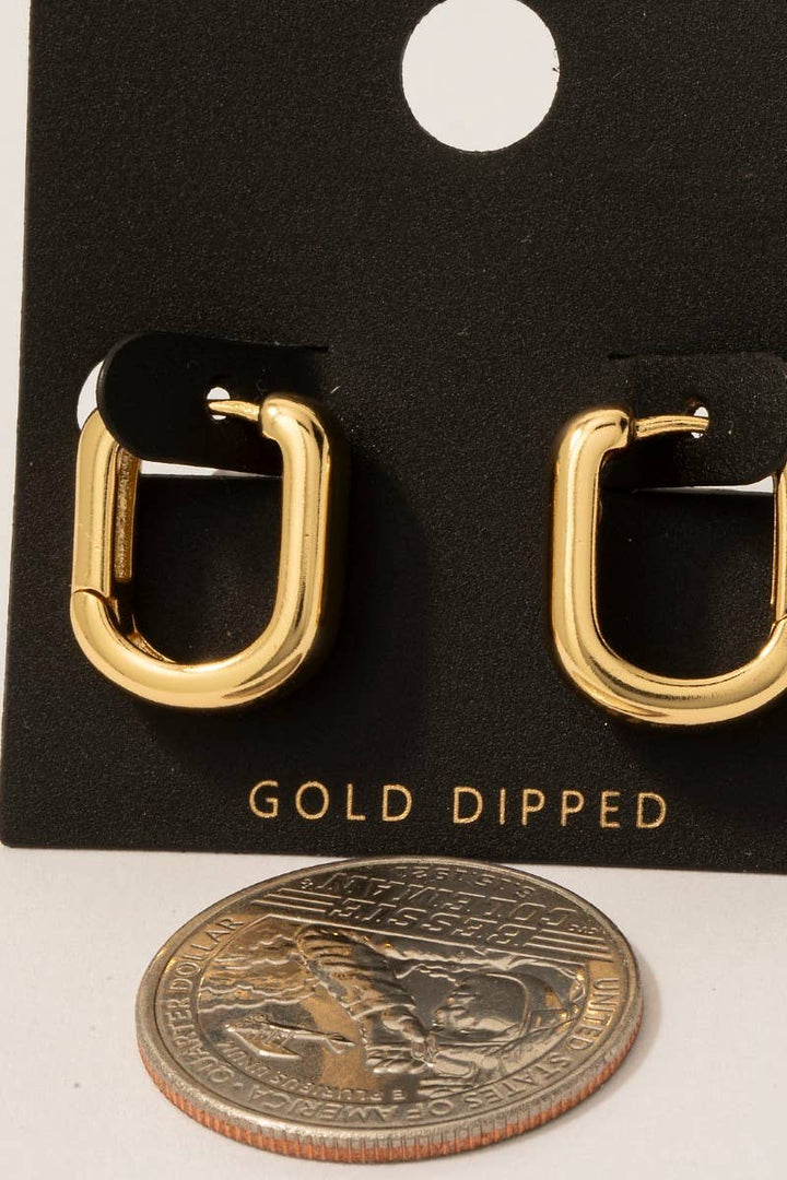 Gold Dipped Oval Hinge Hoop Earrings: GOLD