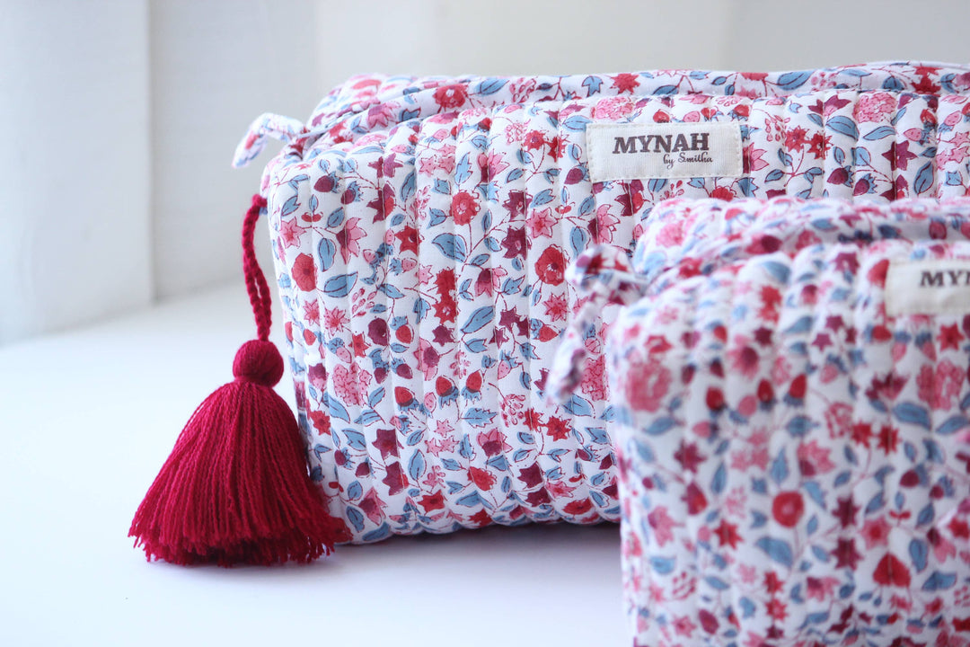 Crimson Garden Floral Cosmetic Bag