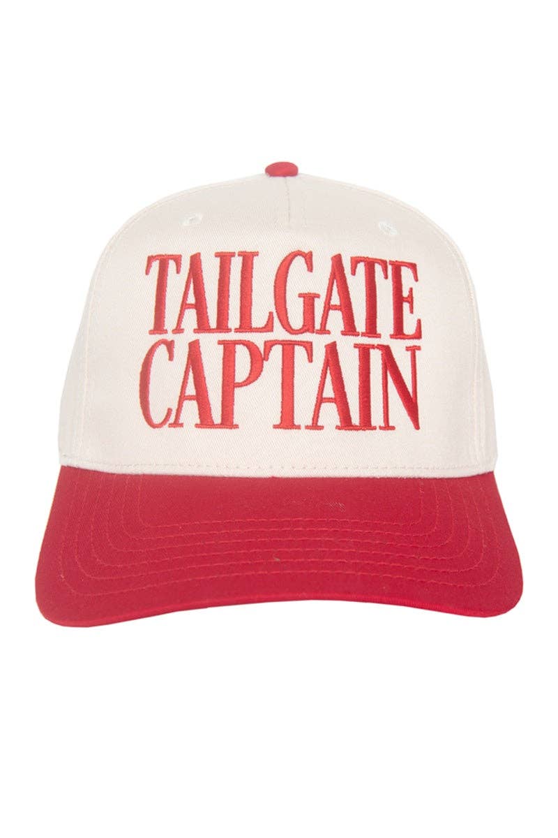 TAILGATE CAPTAIN Two-Toned Hat: Red and Tan