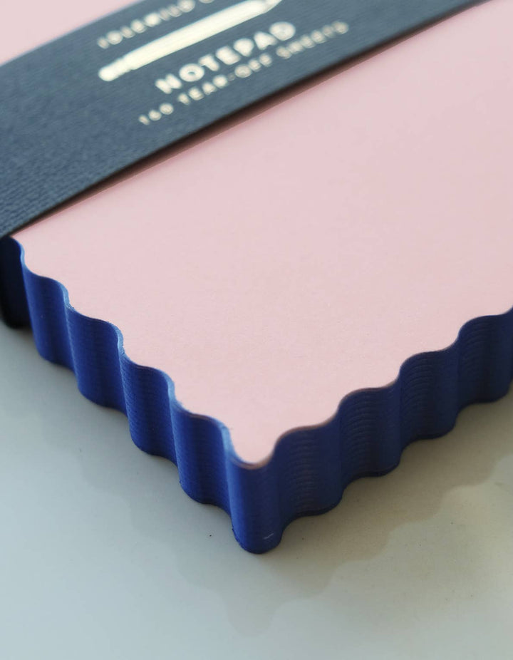 Mini Wave Shaped Notepad | Peach + Indigo Edge