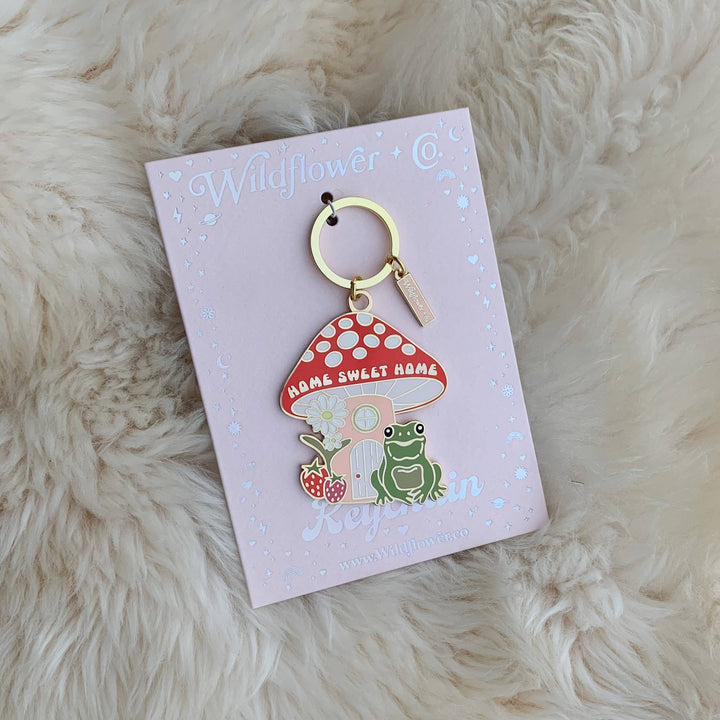 Home Sweet Home Frog & Mushroom Keychain