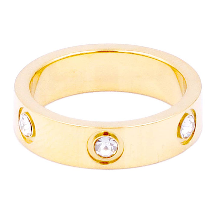 Stone Embellished Band Ring: Gold / 6