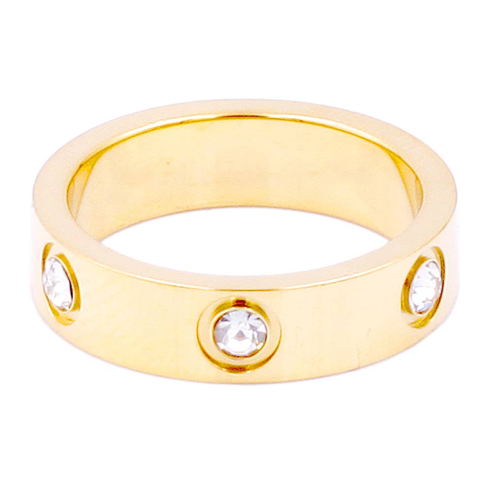 Stone Embellished Band Ring: Silver / 6