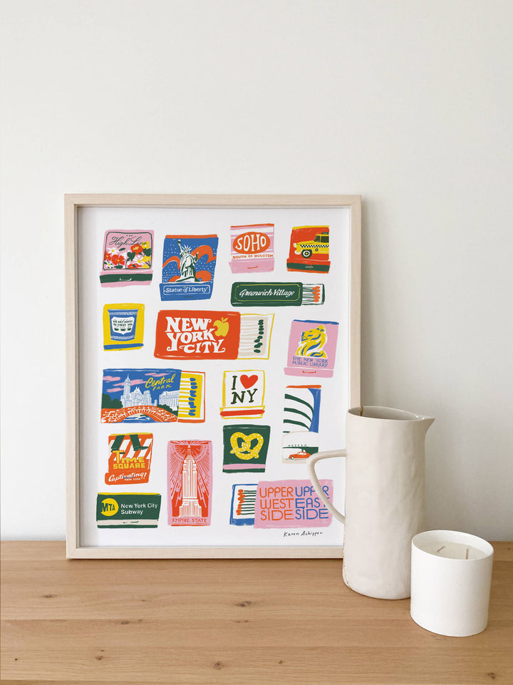 New York City Matchbook Print - Timeless City Wall Art Print: 8x10