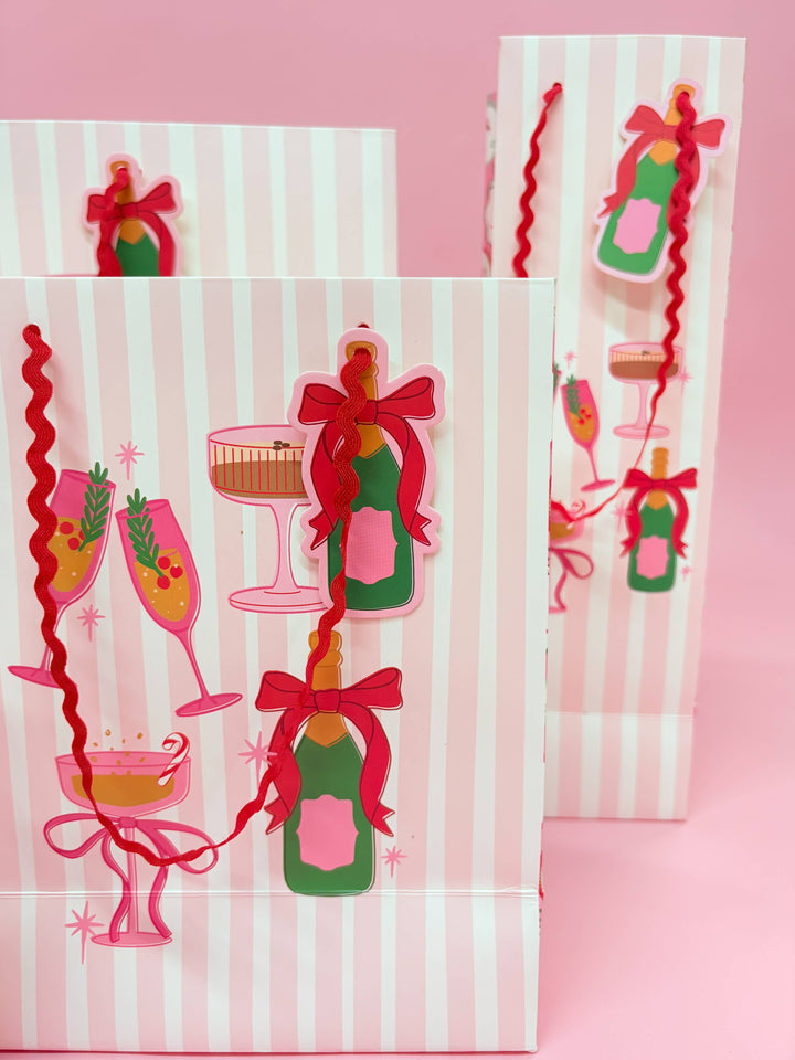 Pop Fizz Cocktail Christmas Gift Bag - 4 sizes with Gift Tag: Medium