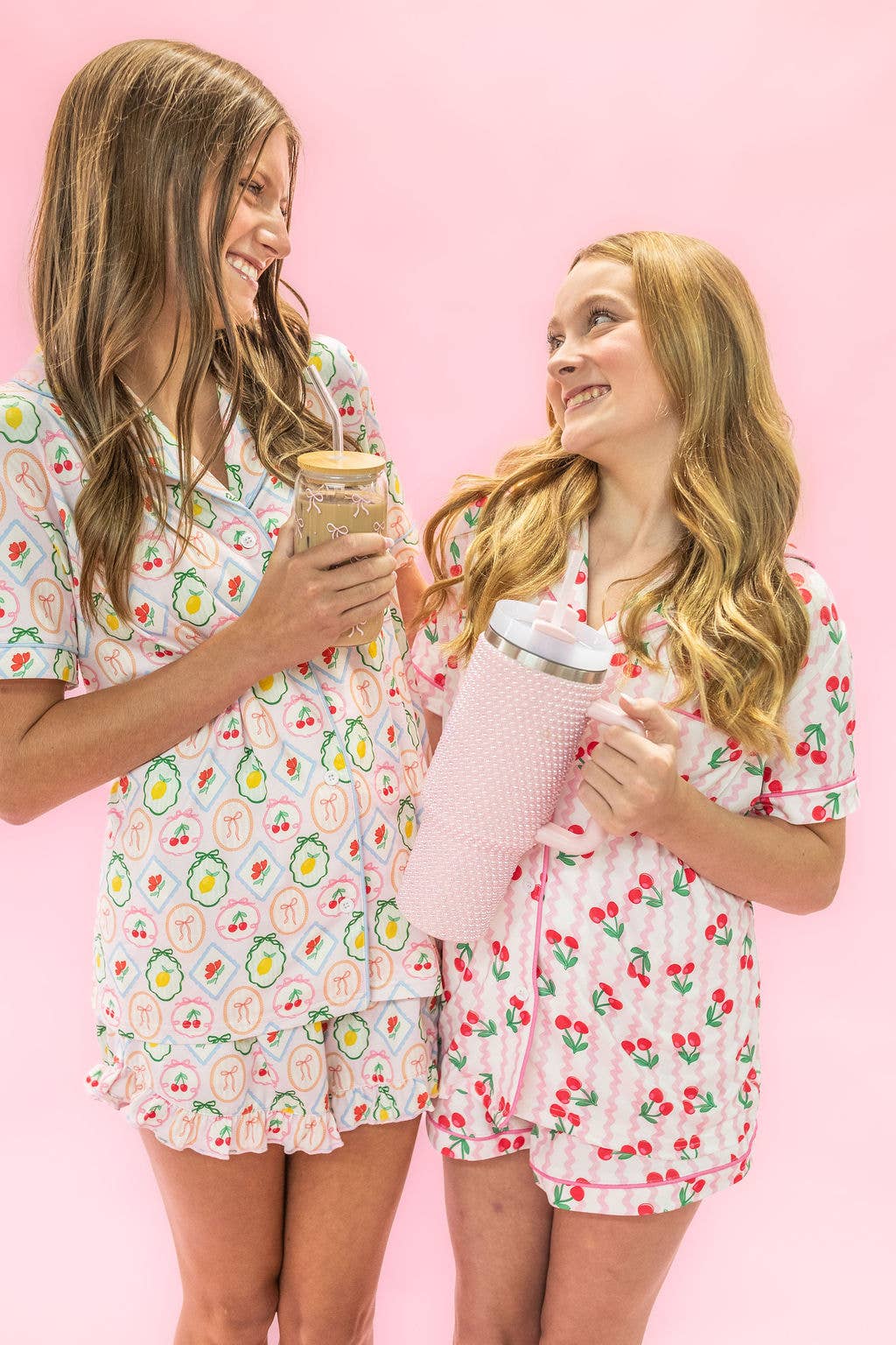 Fruit Cocktail Ruffle Hem Shorts Pajama Set: XL