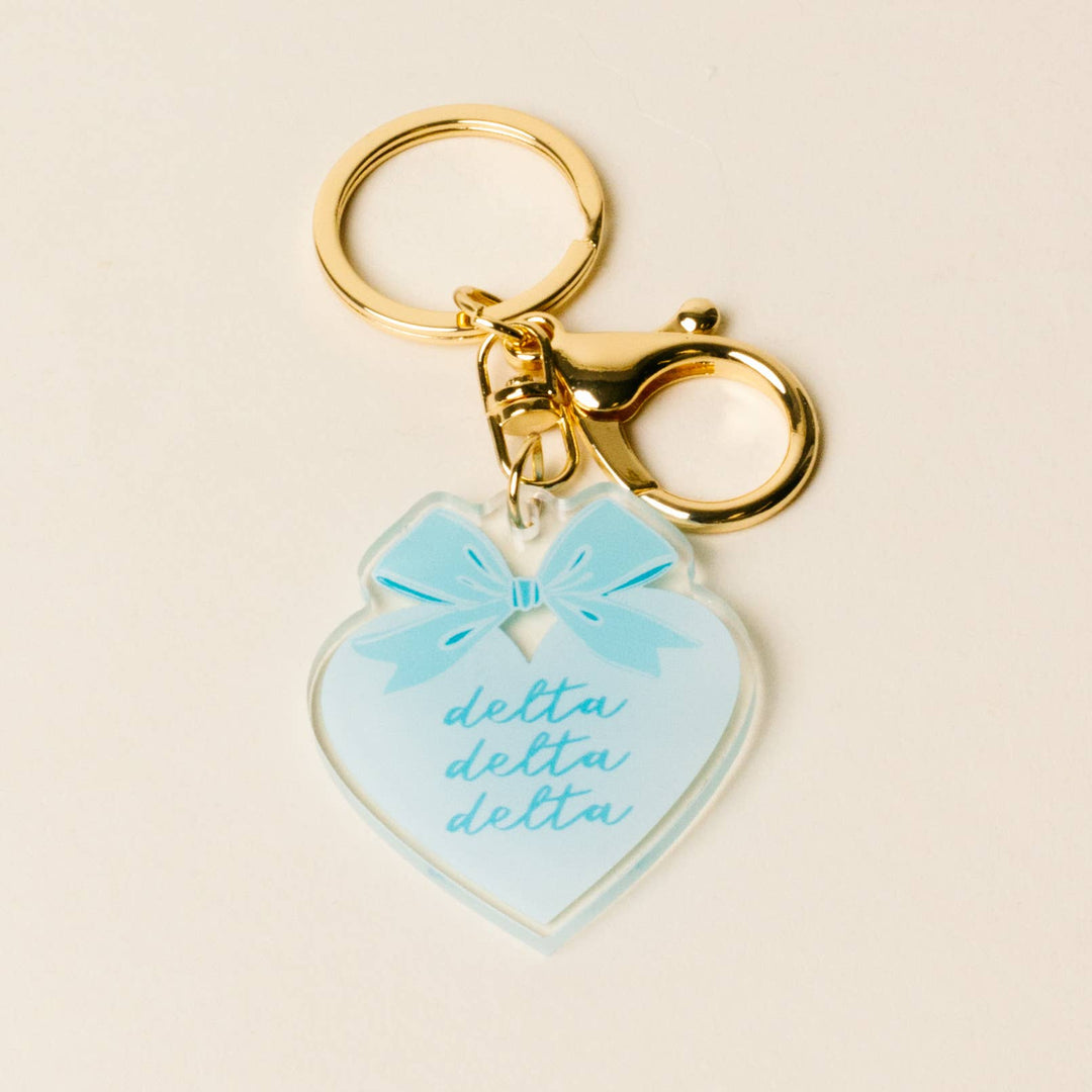 Sorority Sweetheart Bow Acrylic Keychain - 19 Chapters: Delta Delta Delta