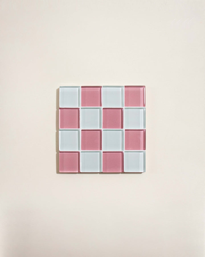 GLASS TILE COASTER - Pink Himalayan Milk Chocolate