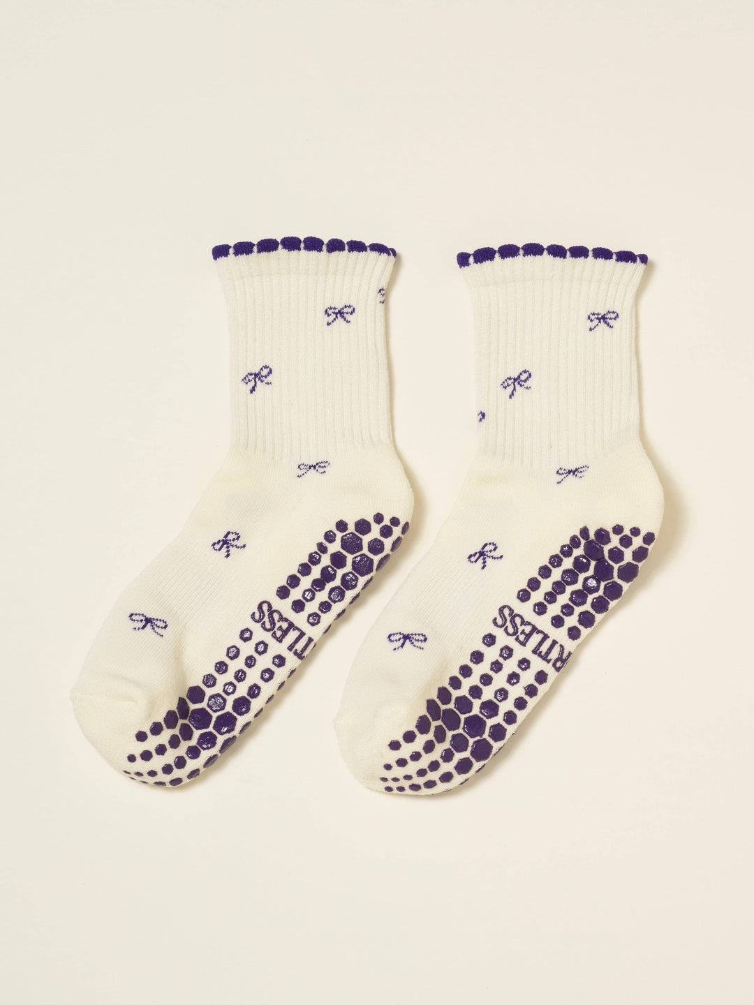 🎀 Mini Bow Petal Grip Sock [Indigo]
