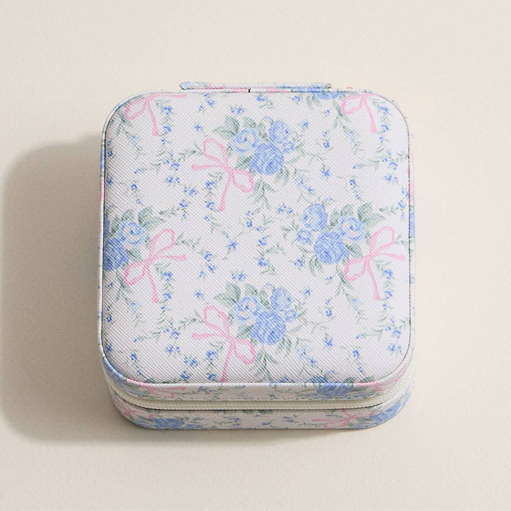 Flower Bow Pattern Portable Square Jewelry Box
