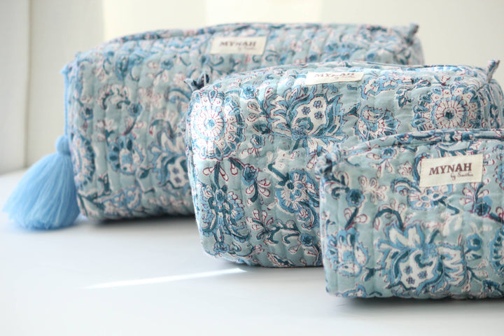 Dusty Blue Vines Cosmetic Bag