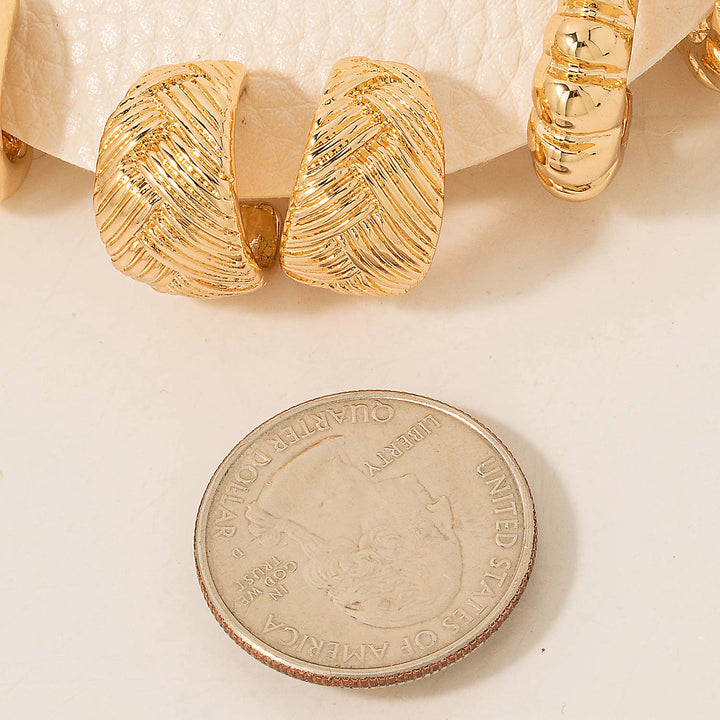Mixed Wide Metallic Hoop Earrings Set: RH