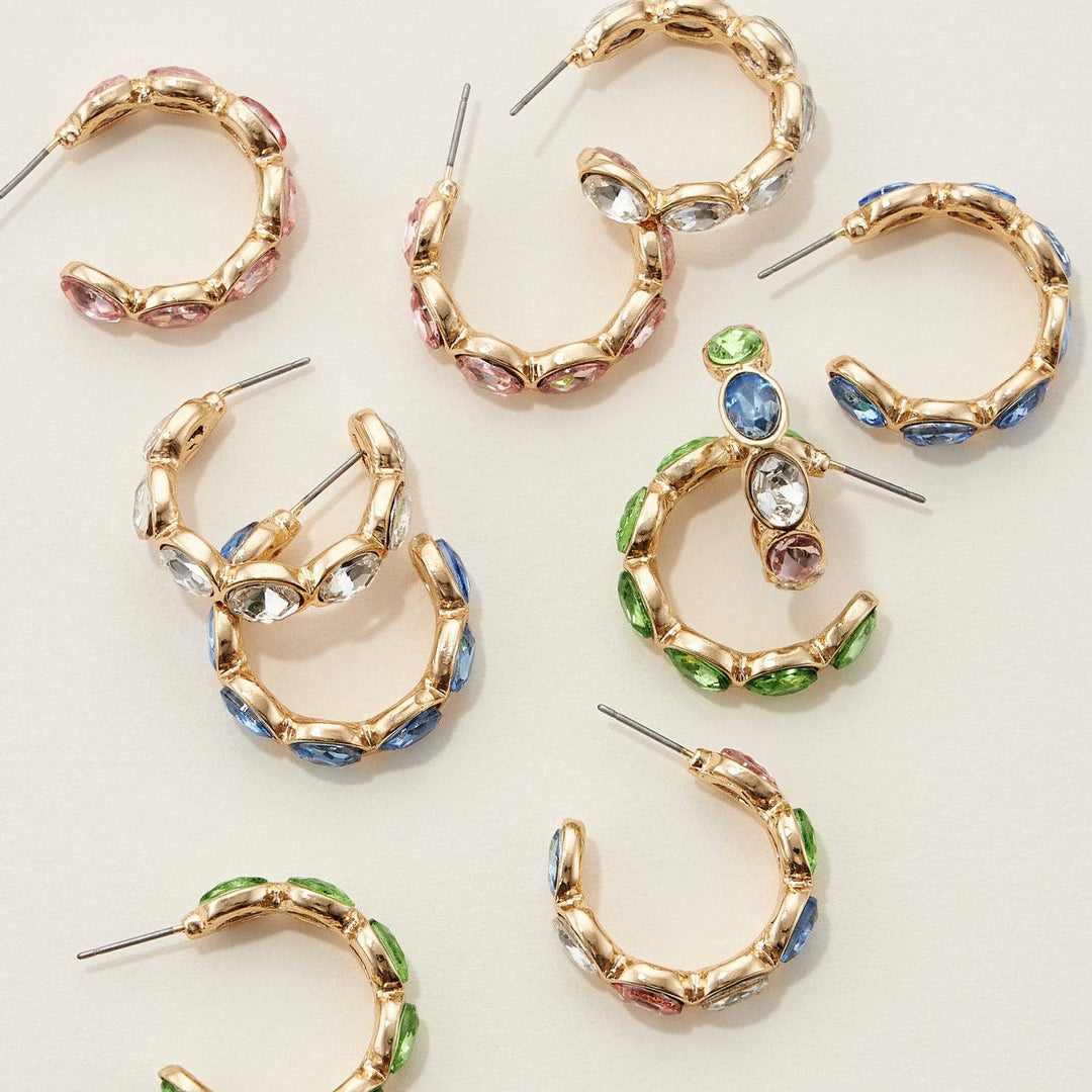 Color Rhinestone Hoop Earrings: GD-CRY