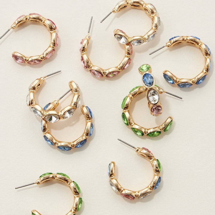 Color Rhinestone Hoop Earrings: GD-CRY