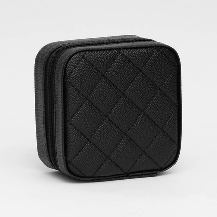 Faux Caviar Leather Portable Square Jewelry Box
: Gold