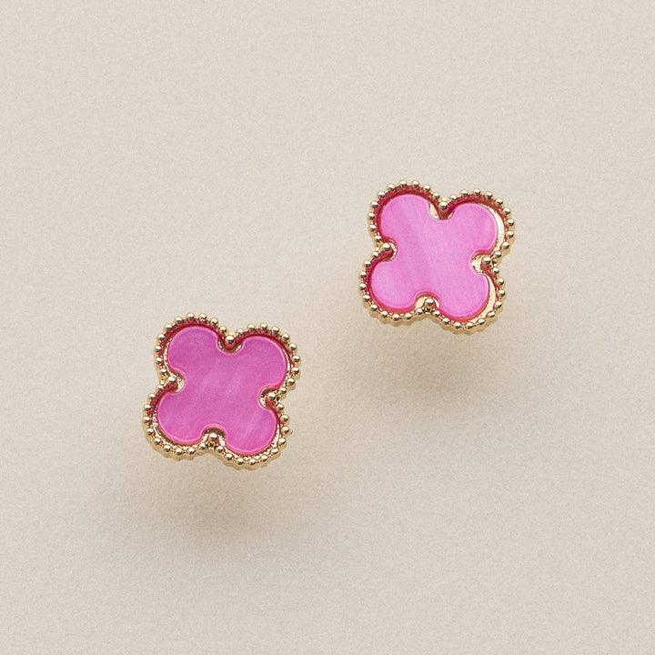 Enamel Quatrefoil Stud Earrings: GD / ONE