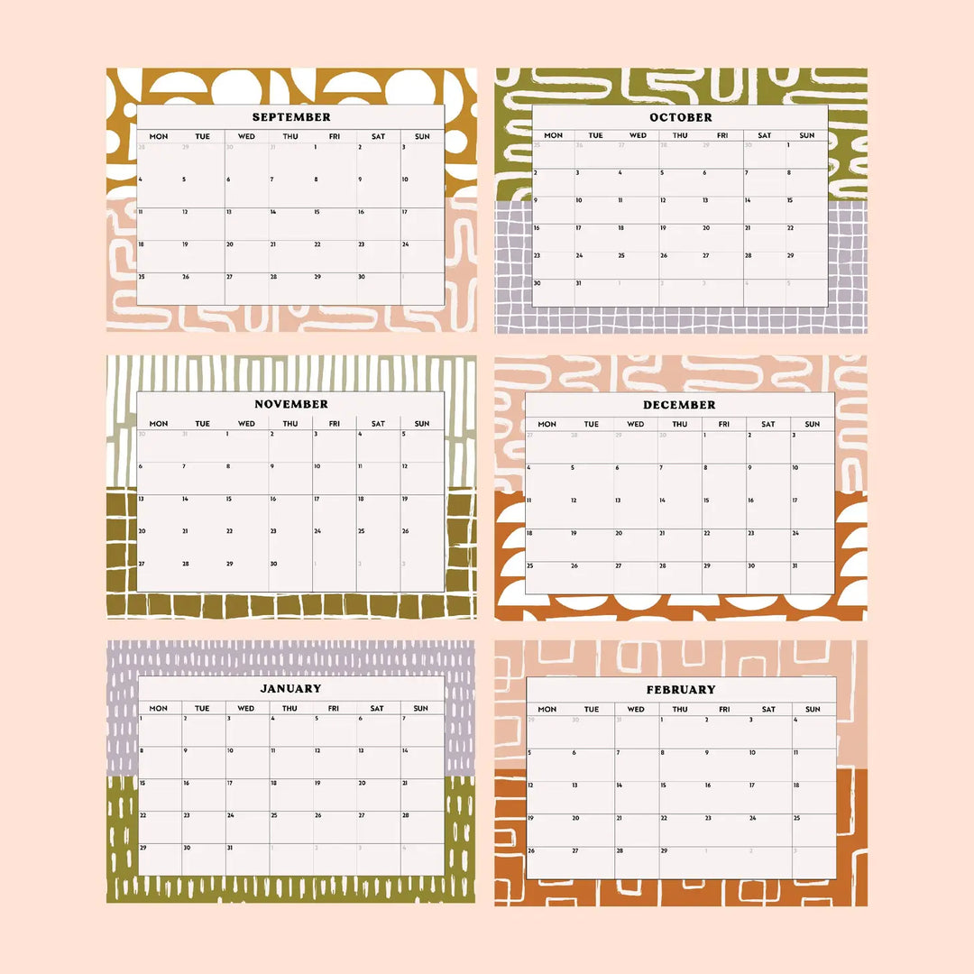 Academic Year Desk Calendar 2023-2024 | Abstract Lines