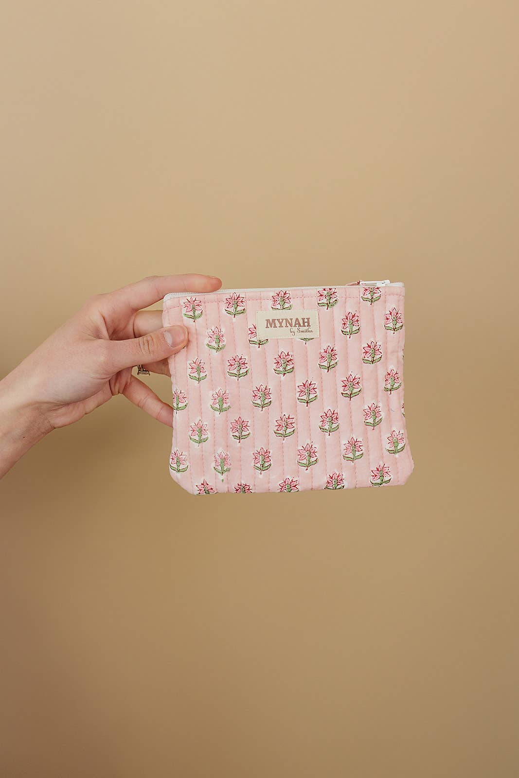 'Rosy mist' quilted coin pouch