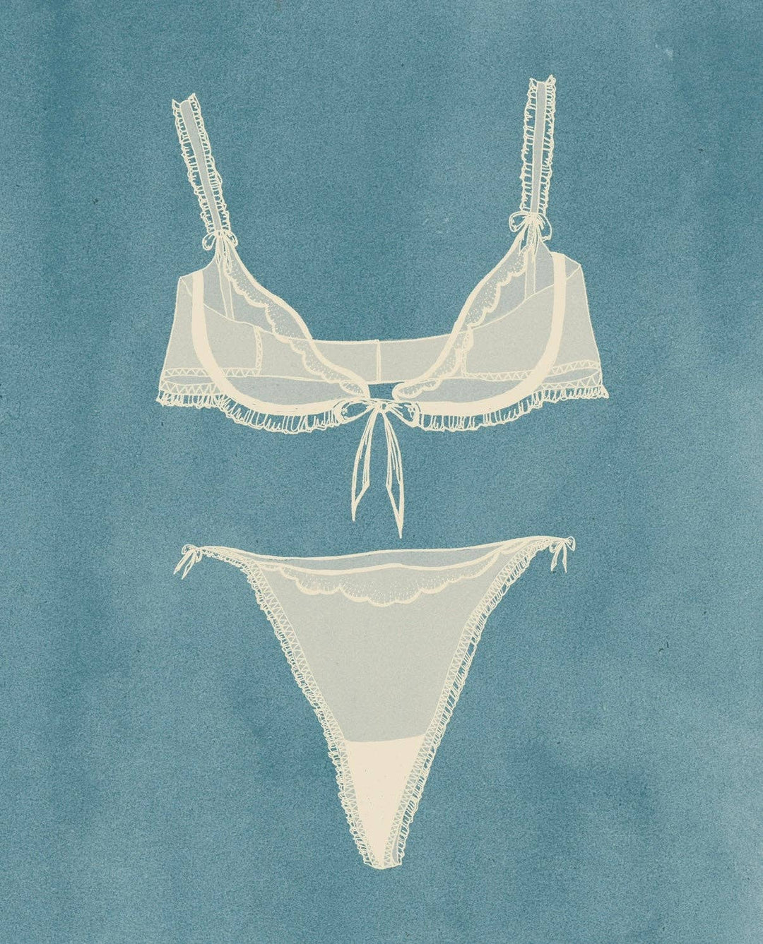 Getting Ready: white and blue Fine Art Print: 11x14
