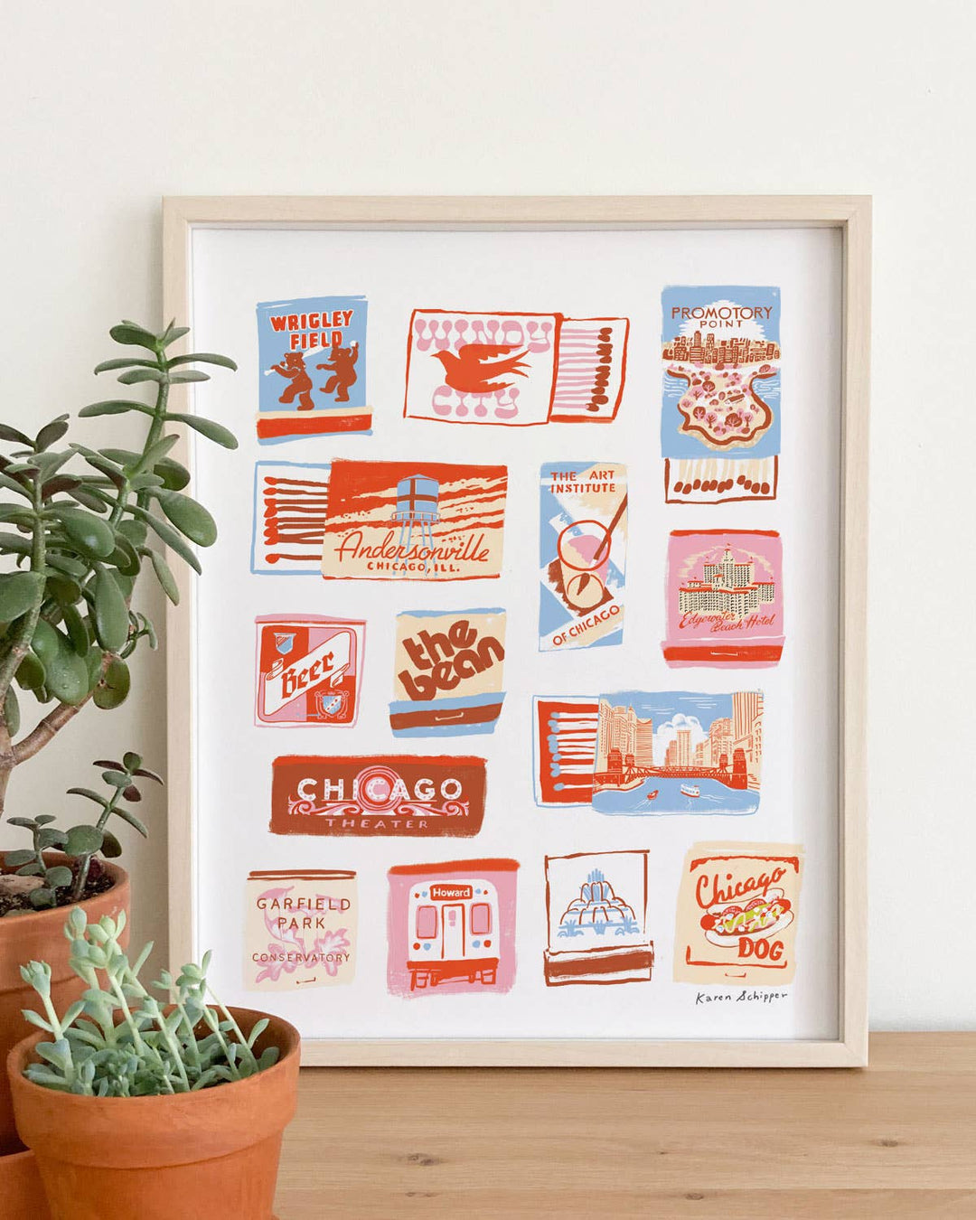 Chicago Matchbook Art Print - Timeless City Wall Art Print: 8x10