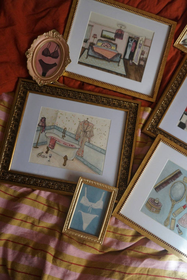 Getting Ready: white and blue Fine Art Print: 11x14