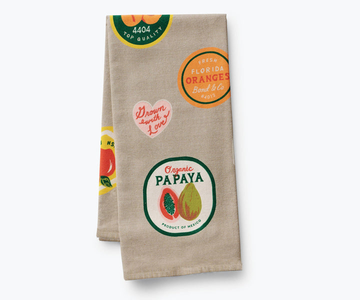 Fruit Stickers Tea Towel