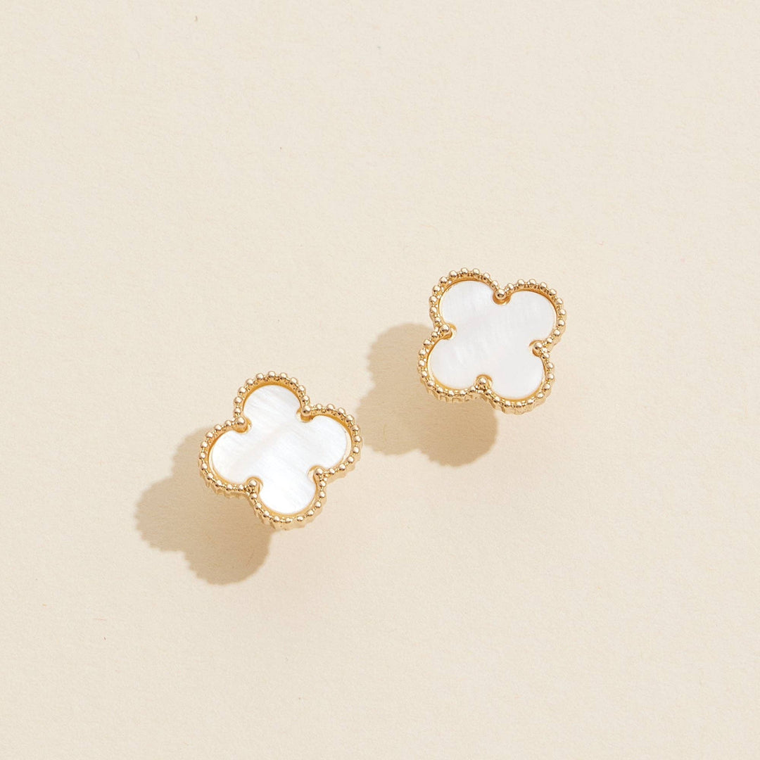 Enamel Quatrefoil Stud Earrings: GD / ONE