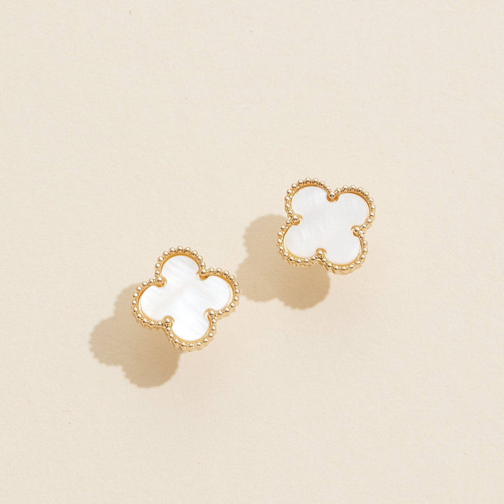 Enamel Quatrefoil Stud Earrings: GD / ONE