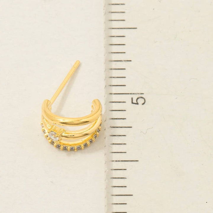 Pave Layered Hoop Huggie Earrings: G