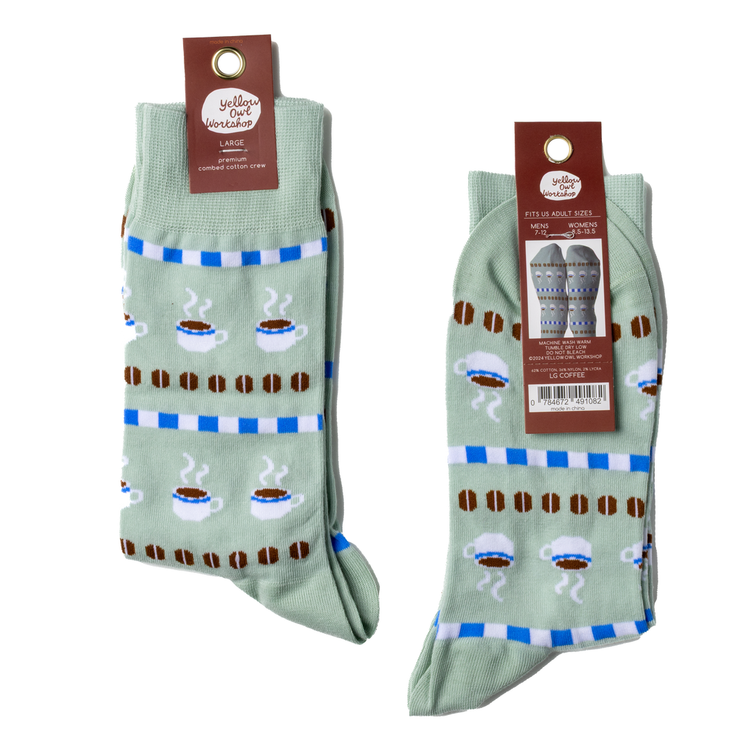 Coffee - Large Crew Socks - Coffee Lover Gift