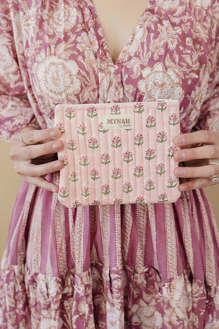 'Rosy mist' quilted coin pouch