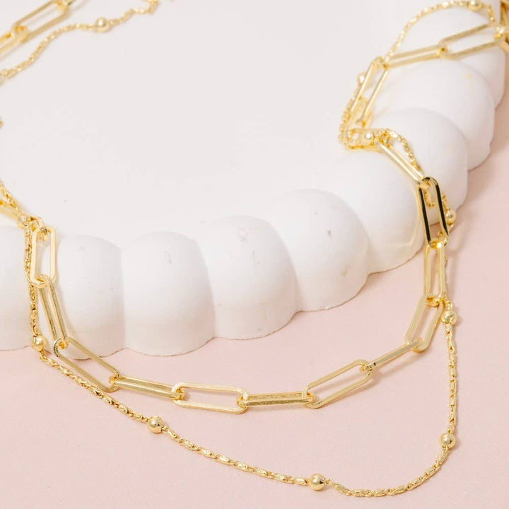 Dainty Mixed Layered Chain Necklace: Gold