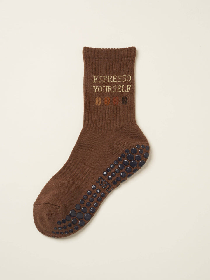 ☕︎ Coffee Lover Grip Sock, Pilates Socks