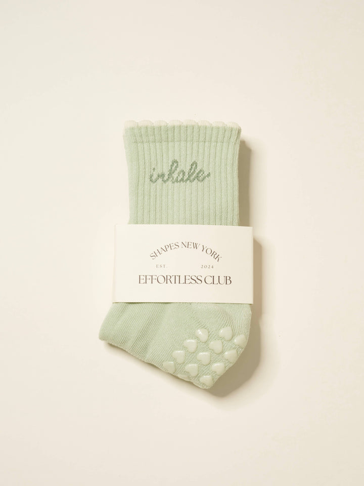 Inhale Exhale Grip Sock: Mint Green