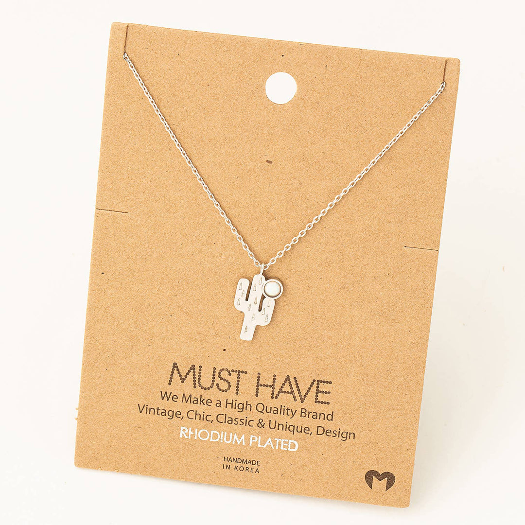 Opal Cactus Pendant Necklace: G