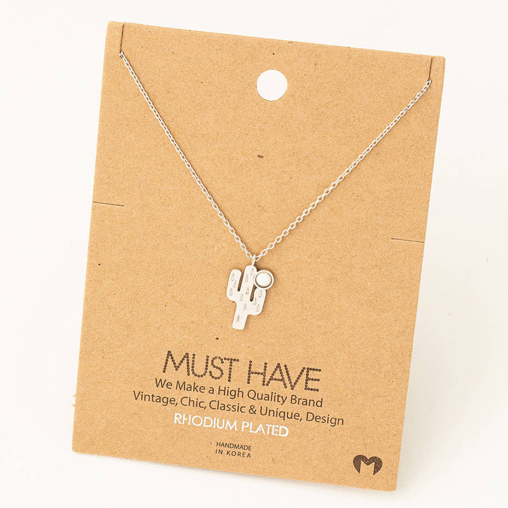 Opal Cactus Pendant Necklace: G