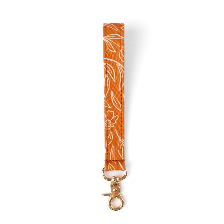 Floral Wristlet Keychain: Blue Stripes
