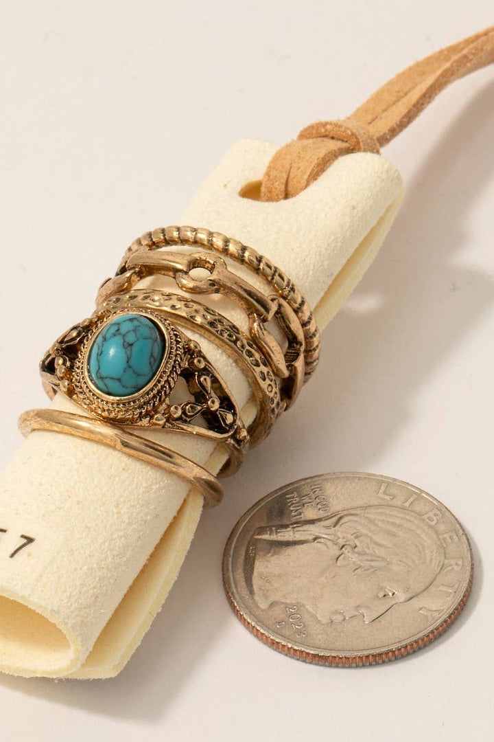 5Pc Stone Set Western Band Rings Set: ARTUQ