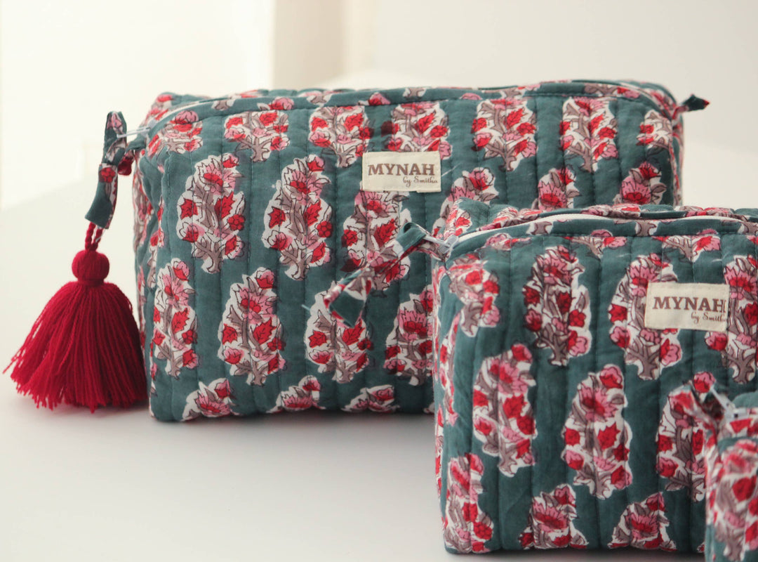 Large Emerald Motif Cosmetic Bag