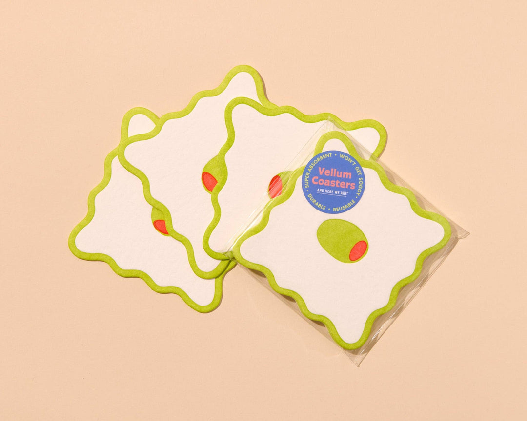 Crudite Vellum Coasters  - Olive (Set of 4)